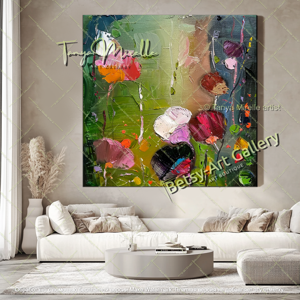 Hand Painted Floral Oil Painting Large Canvas