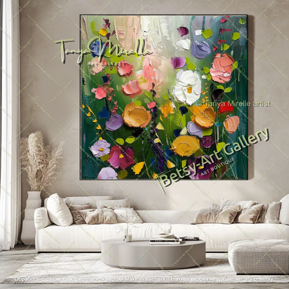 Hand Painted Floral Oil Painting Large Canvas