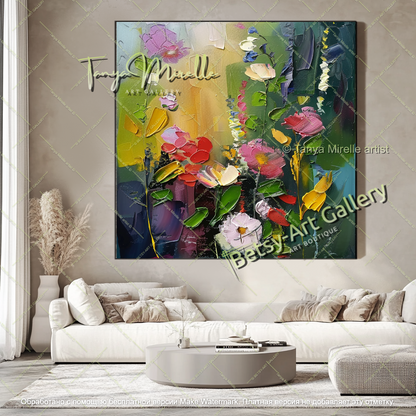 Oversized Floral Wall Art Contemporary Painting