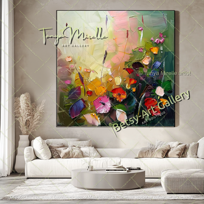 Oversized Floral Wall Art Contemporary Painting