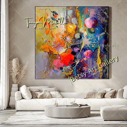 Modern Home Decor Underwater Floral Abstract Painting