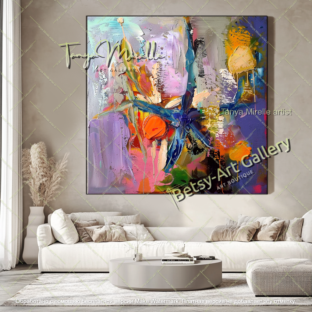 Modern Home Decor Underwater Floral Abstract Painting