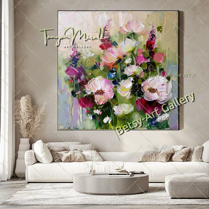 Contemporary Floral Canvas Art Large Painting