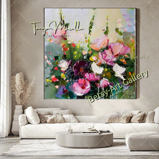 Contemporary Floral Canvas Art Large Painting