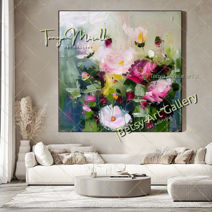 Contemporary Floral Canvas Art Large Painting