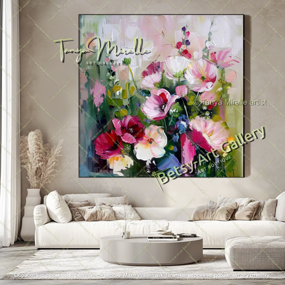 Contemporary Floral Canvas Art Large Painting