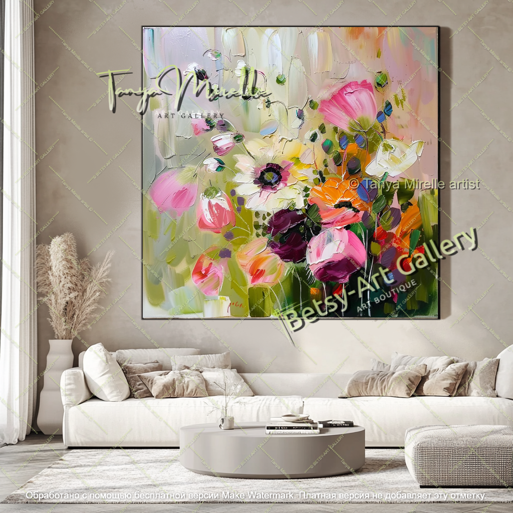 Vibrant Abstract Flower Wall Art Canvas