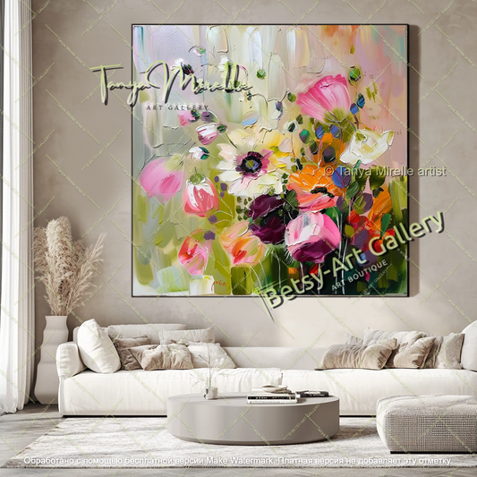 Vibrant Abstract Flower Wall Art Canvas