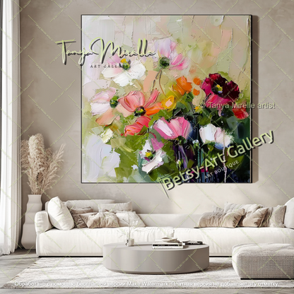 Vibrant Abstract Flower Wall Art Canvas
