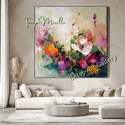 Vibrant Abstract Flower Wall Art Canvas