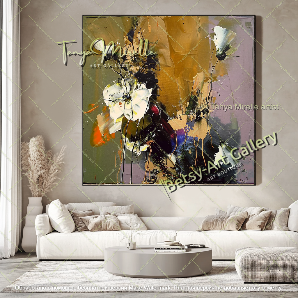 Large Floral Art Modern Wall Decor Painting