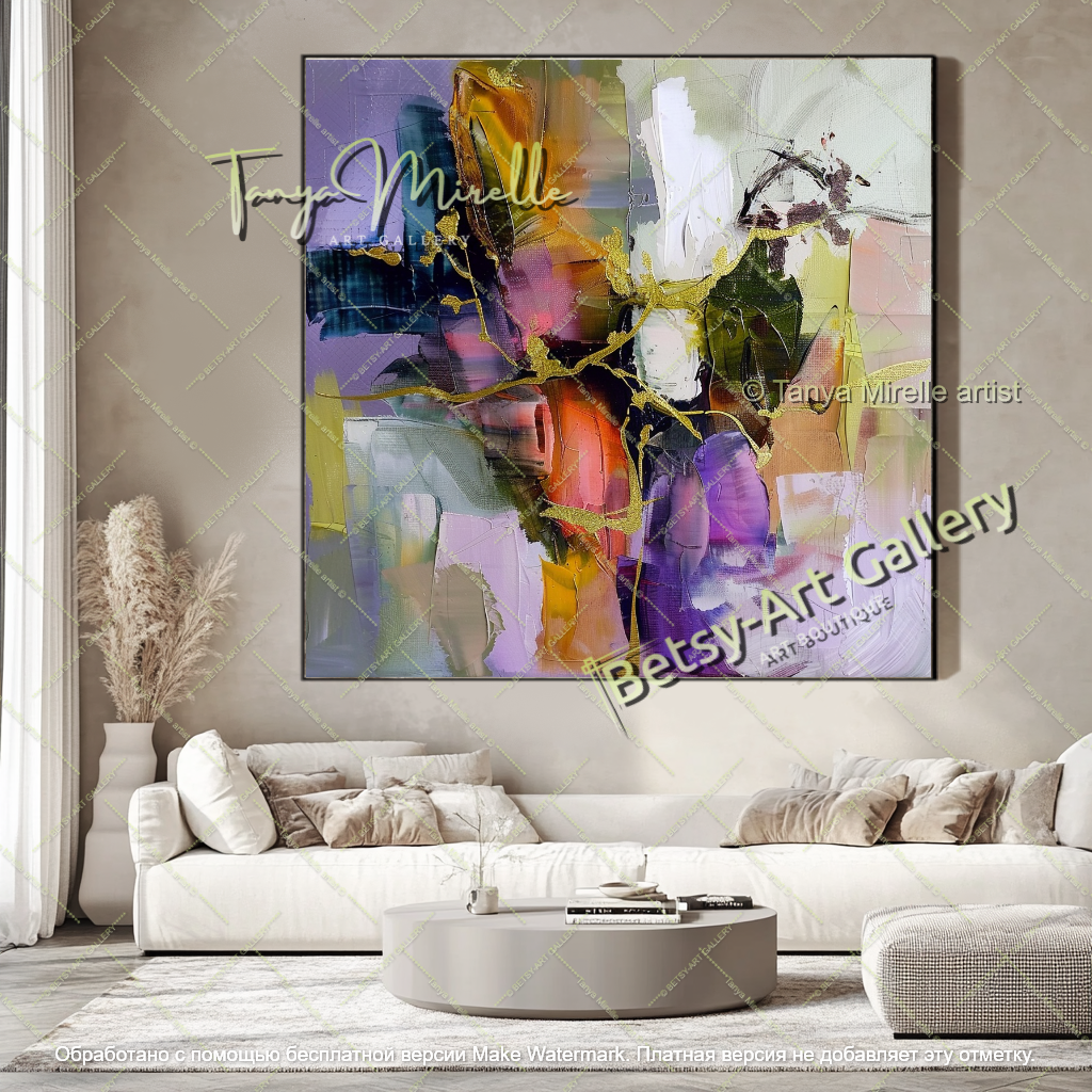 Abstract Flower Painting Textured Modern Canvas