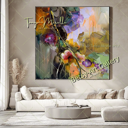 Colorful Floral Oil Painting Contemporary Art