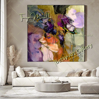 Colorful Floral Oil Painting Contemporary Art
