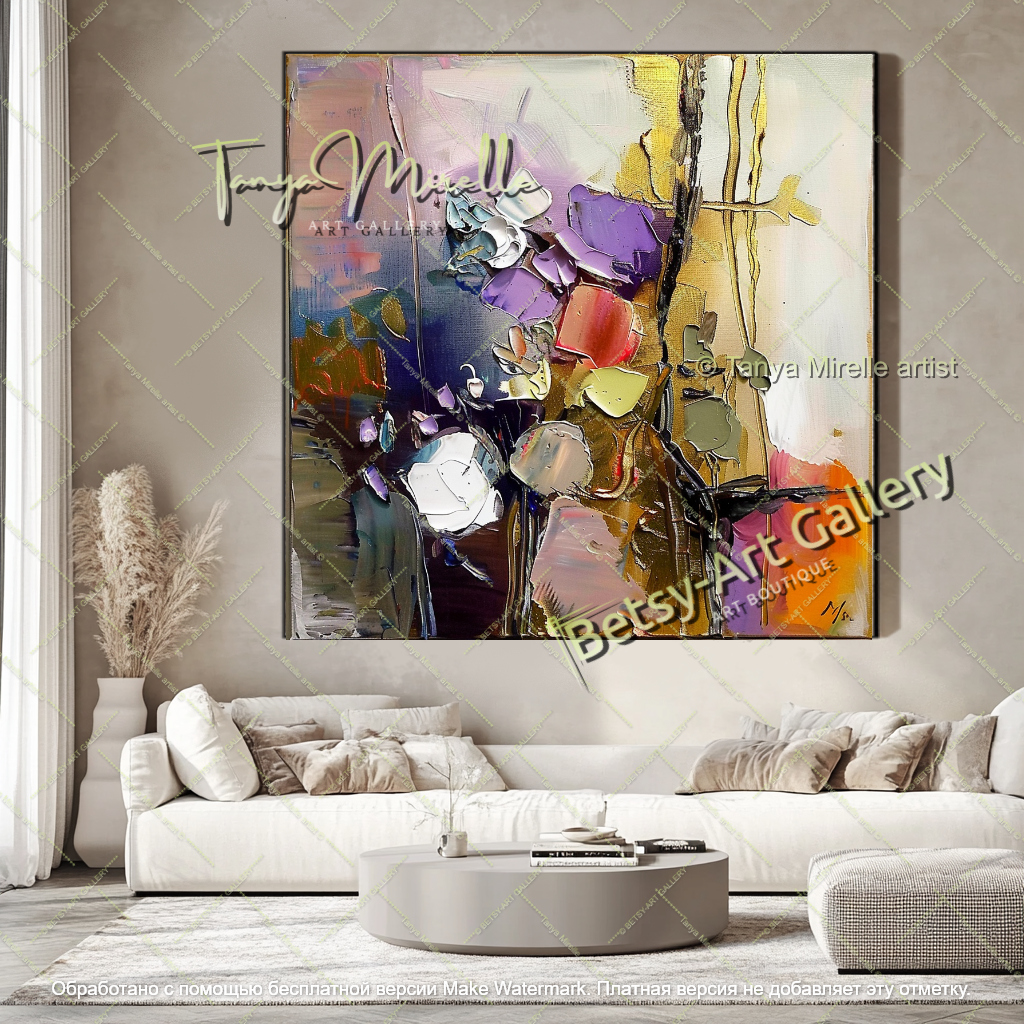 Colorful Floral Oil Painting Contemporary Art