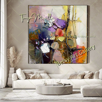 Colorful Floral Oil Painting Contemporary Art