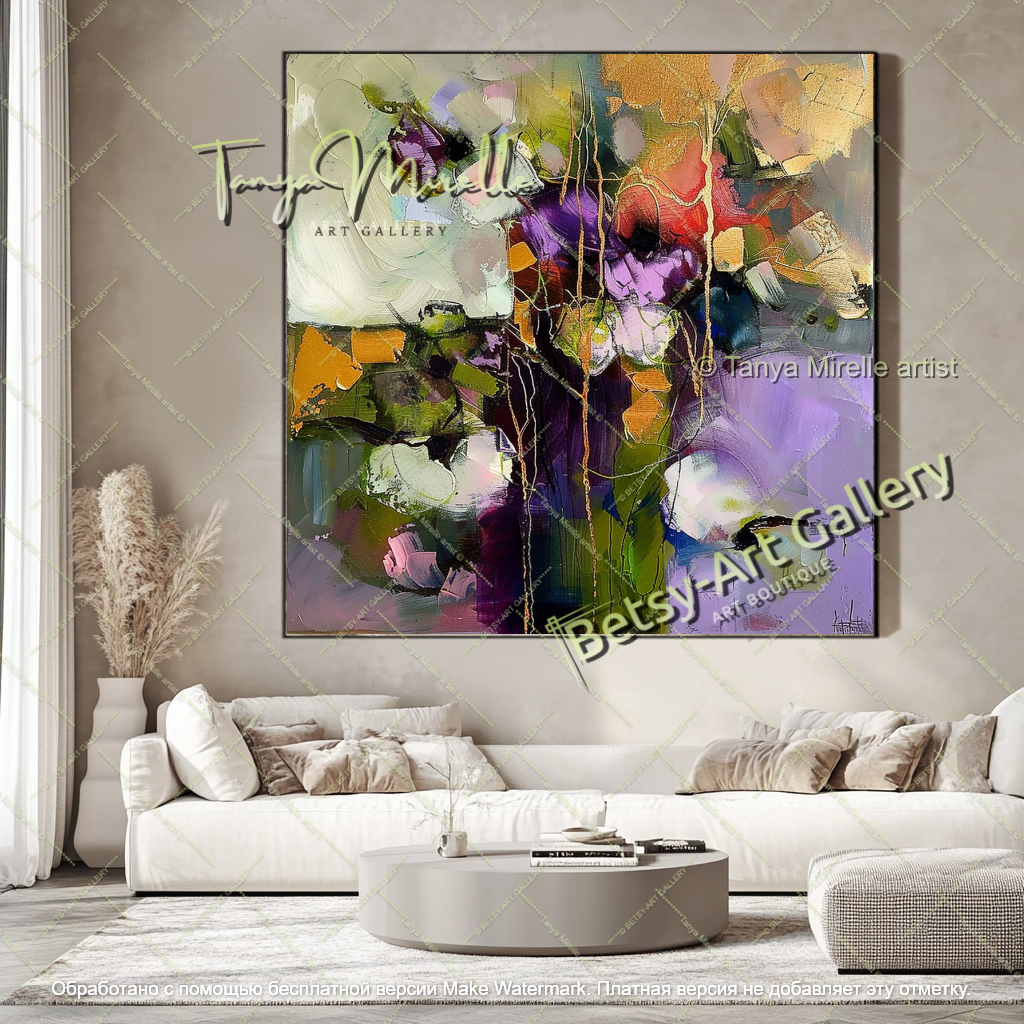Modern Abstract Floral Artwork Large Canvas