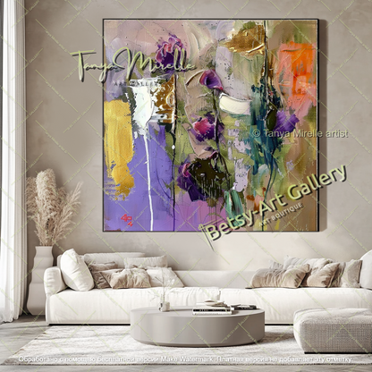 Modern Abstract Floral Artwork Large Canvas