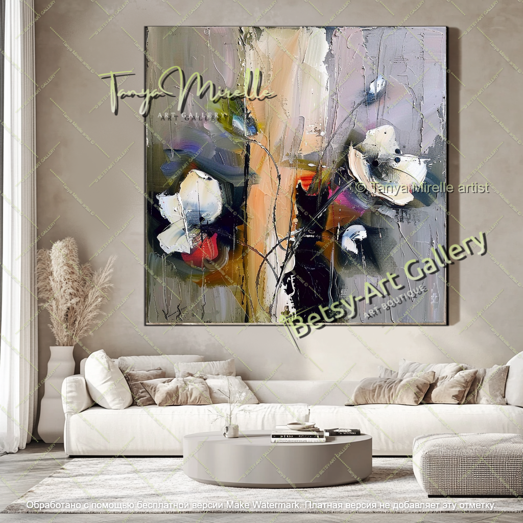 Abstract Flower Canvas Art for Modern Interiors