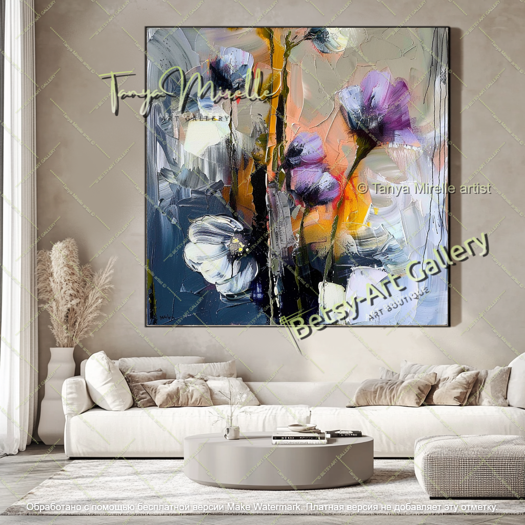 Abstract Flower Canvas Art for Modern Interiors