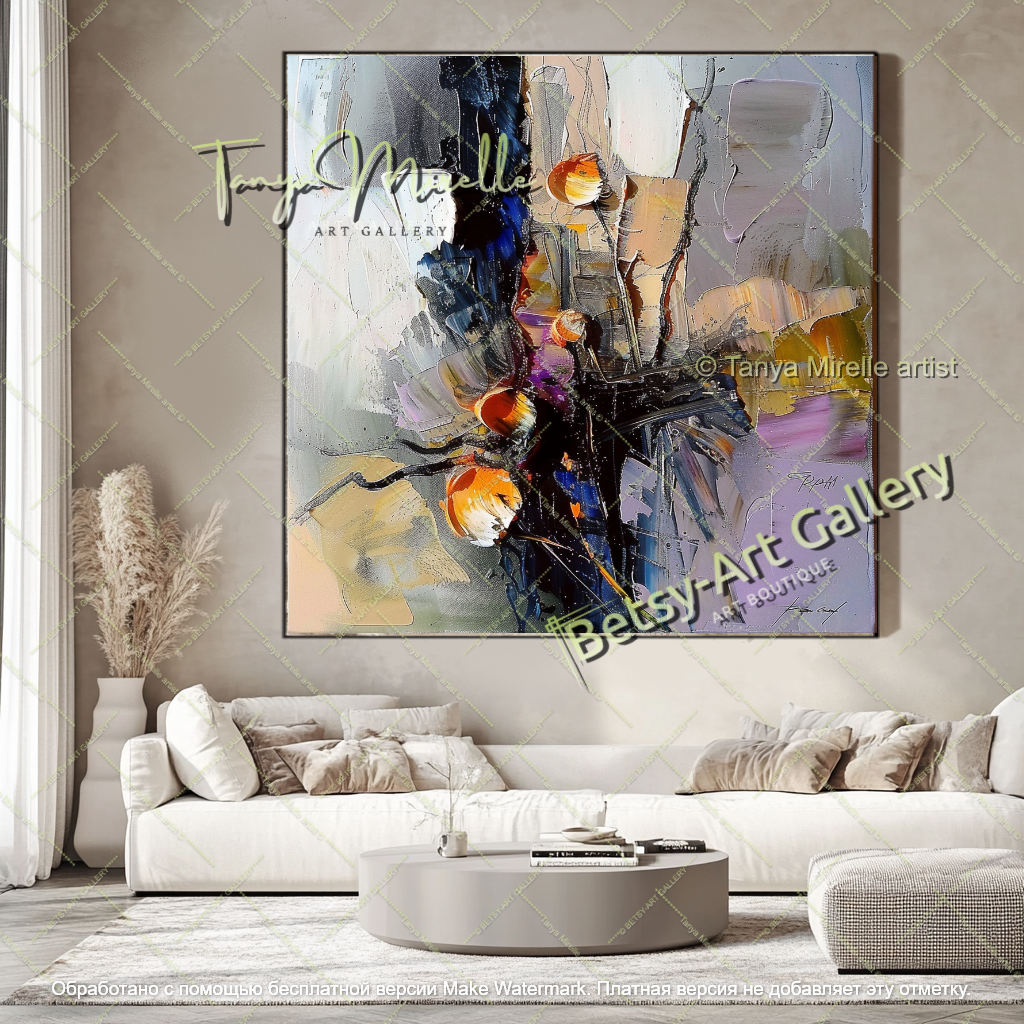 Large Statement Floral Wall Art Modern Canvas