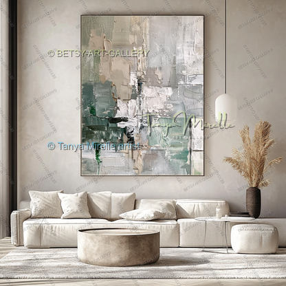 Serene Neutral Painting - Large Modern Abstract Impasto Painting