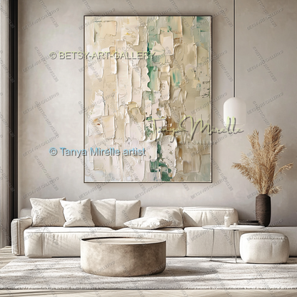 Soft Beige Composition – Handcrafted Impasto Oil Canvas