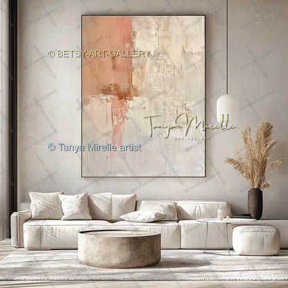 Modern Coral Statement - Elegant Abstract Canvas for Modern Homes