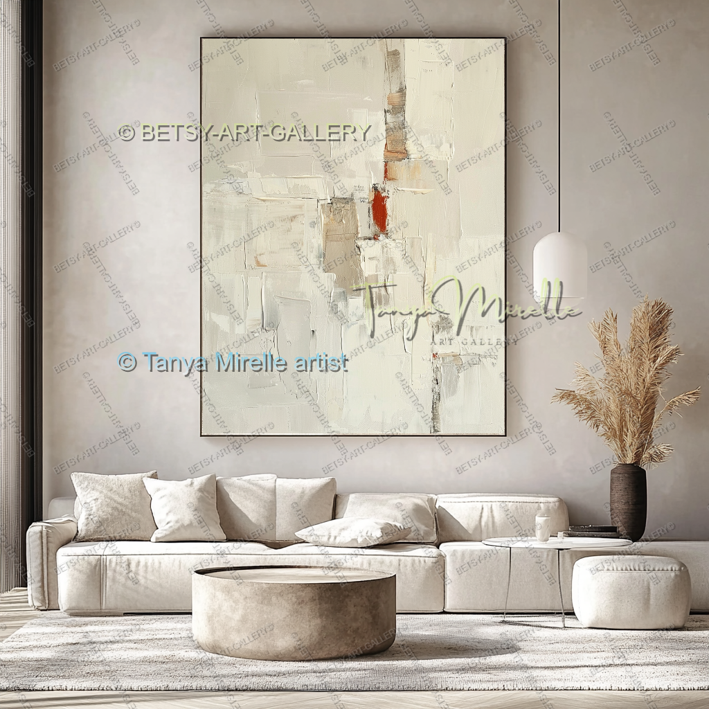 Copper Accent Wall Art - Large Taupe Art for Contemporary Decor