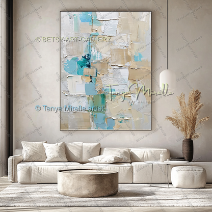 Industrial Ocean Abstract - Large Neutral Canvas Art for Living Room