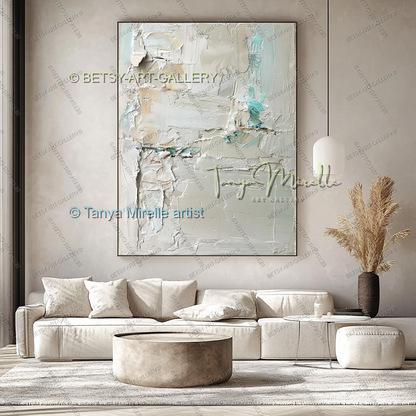 Industrial Ocean Abstract - Large Neutral Canvas Art for Living Room