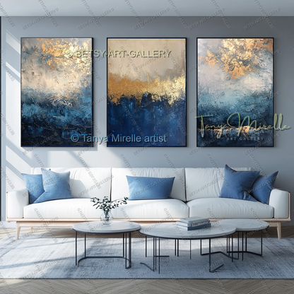 Deep Blue Structure – Modern Industrial Canvas, No Frame