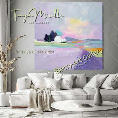 Pastel Colors Landscape Artwork – Impasto Abstract Painting