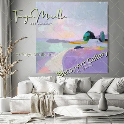 Pastel Colors Landscape Artwork – Impasto Abstract Painting