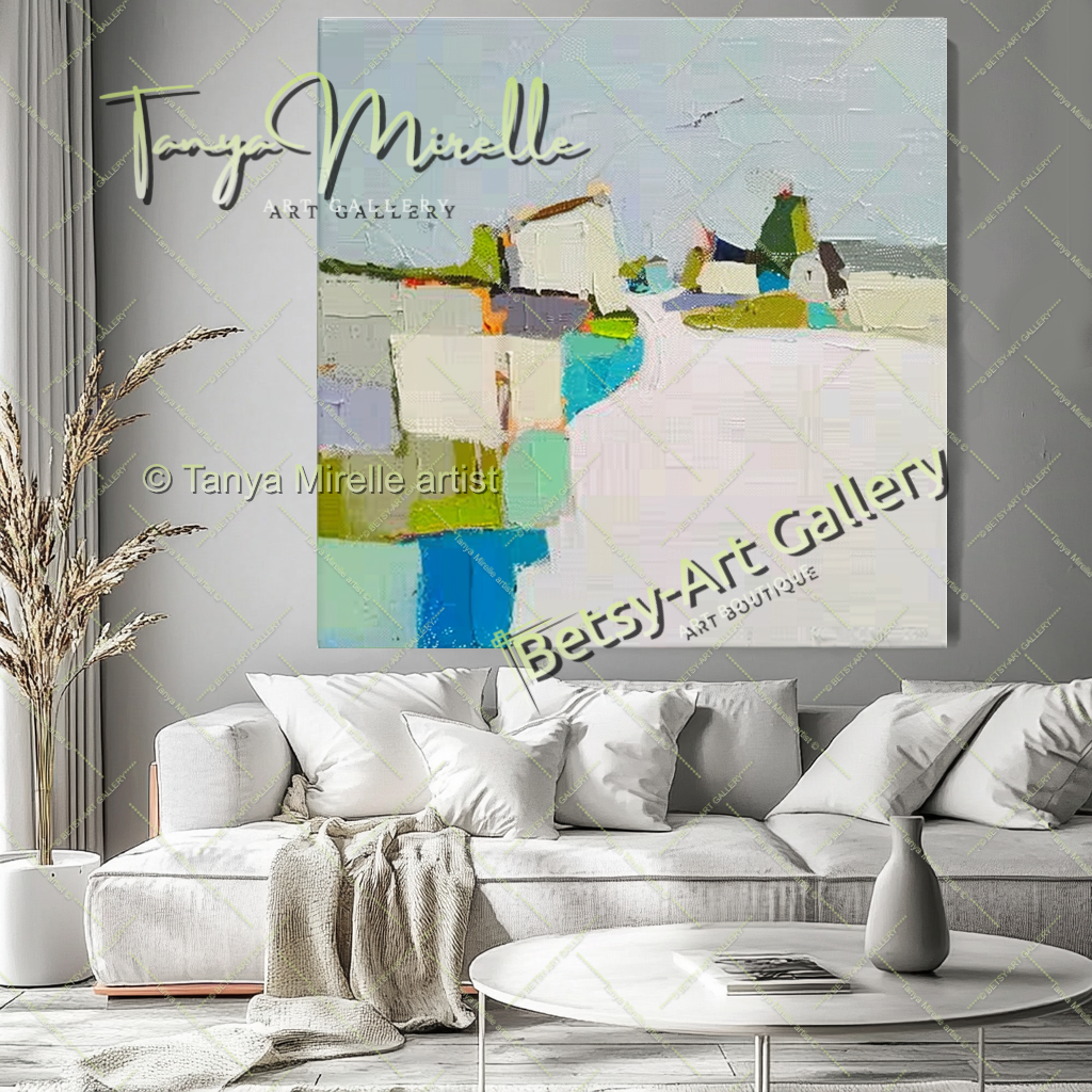 Minimalist Landscape Artwork – Impasto Abstract Painting