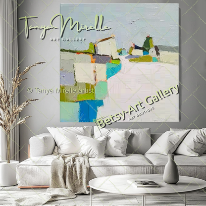 Minimalist Landscape Artwork – Impasto Abstract Painting