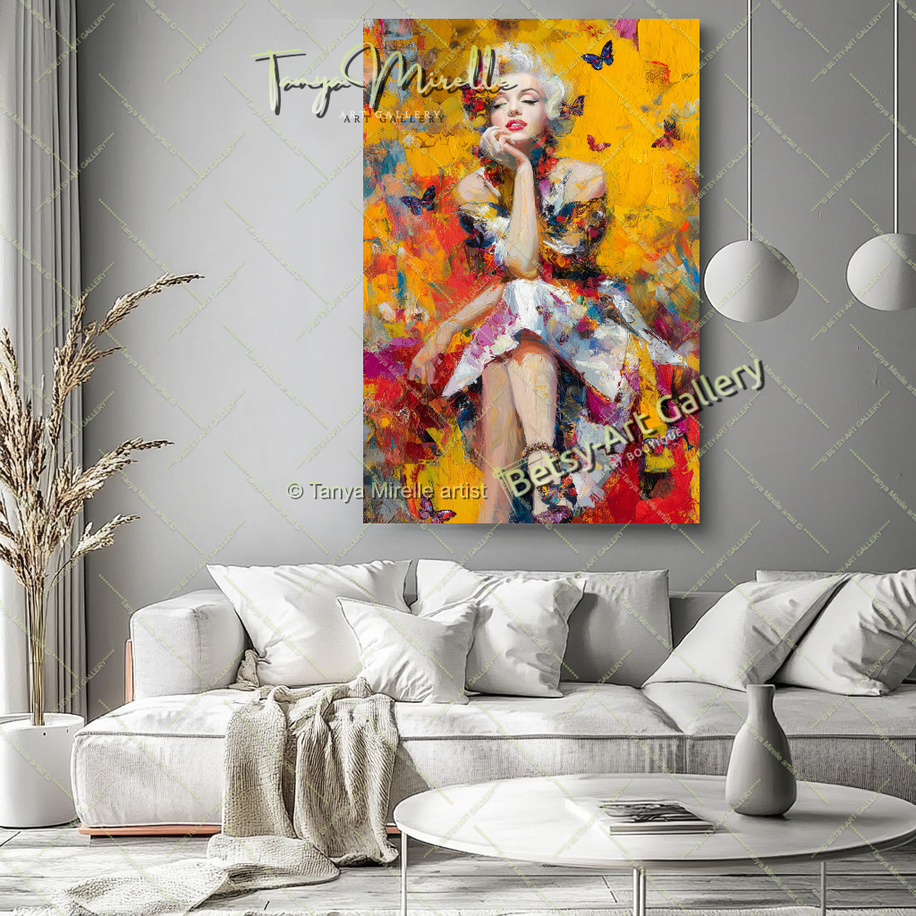 Oriental Marilyn Monroe Portrait - Vibrant Modern Canvas Print #7