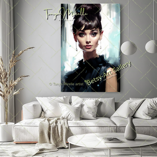 Pop Art Portrait Audrey Hepburn - Modern Canvas Print
