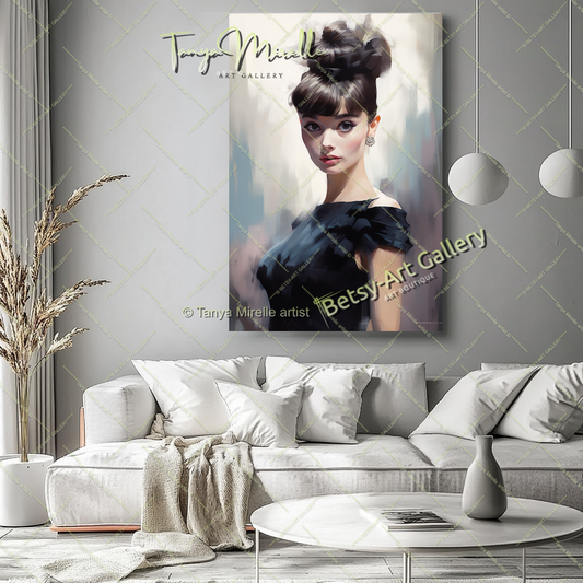Pop Art Portrait Audrey Hepburn - Modern Canvas Print #1
