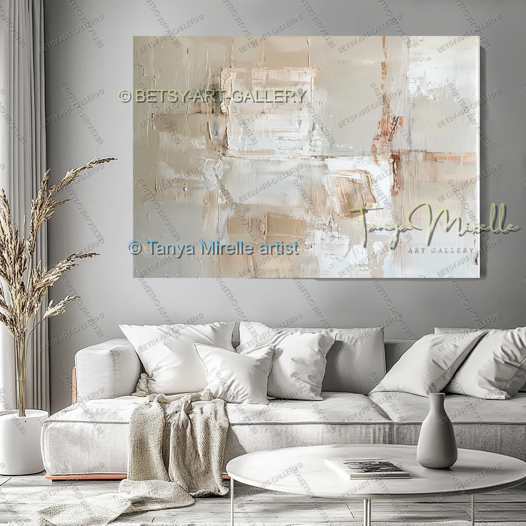 Soft White Abstract Painting – Handcrafted Canvas Wall Art, No Frame
