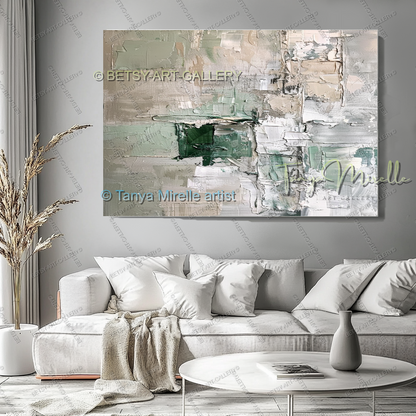 Serene Neutral Painting - Large Modern Abstract Impasto Painting