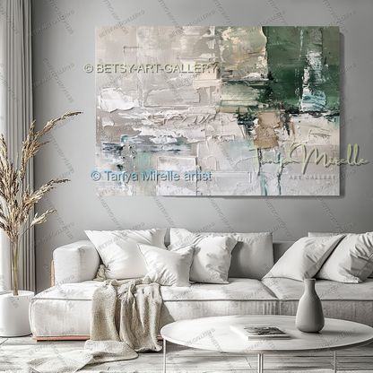 Serene Neutral Painting - Large Modern Abstract Impasto Painting