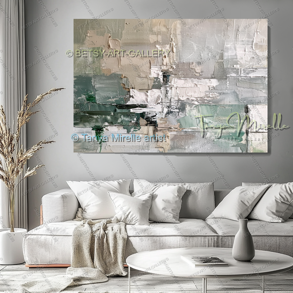 Serene Neutral Painting - Large Modern Abstract Impasto Painting