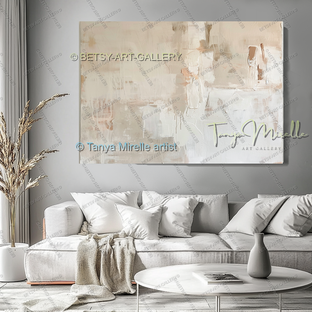 Soft White Abstract Painting – Handcrafted Canvas Wall Art, No Frame