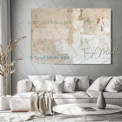 Soft White Abstract Painting – Handcrafted Canvas Wall Art, No Frame