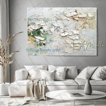 Luxury Neutral Wall Decor - Large Impasto Canvas for Living Room