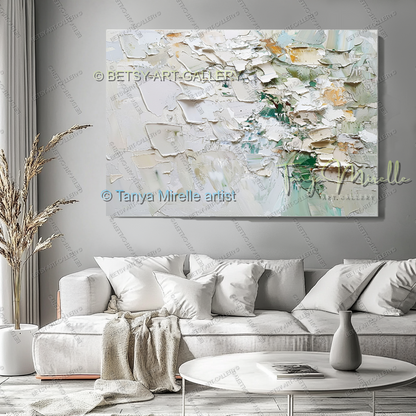 Luxury Neutral Wall Decor - Large Impasto Canvas for Living Room