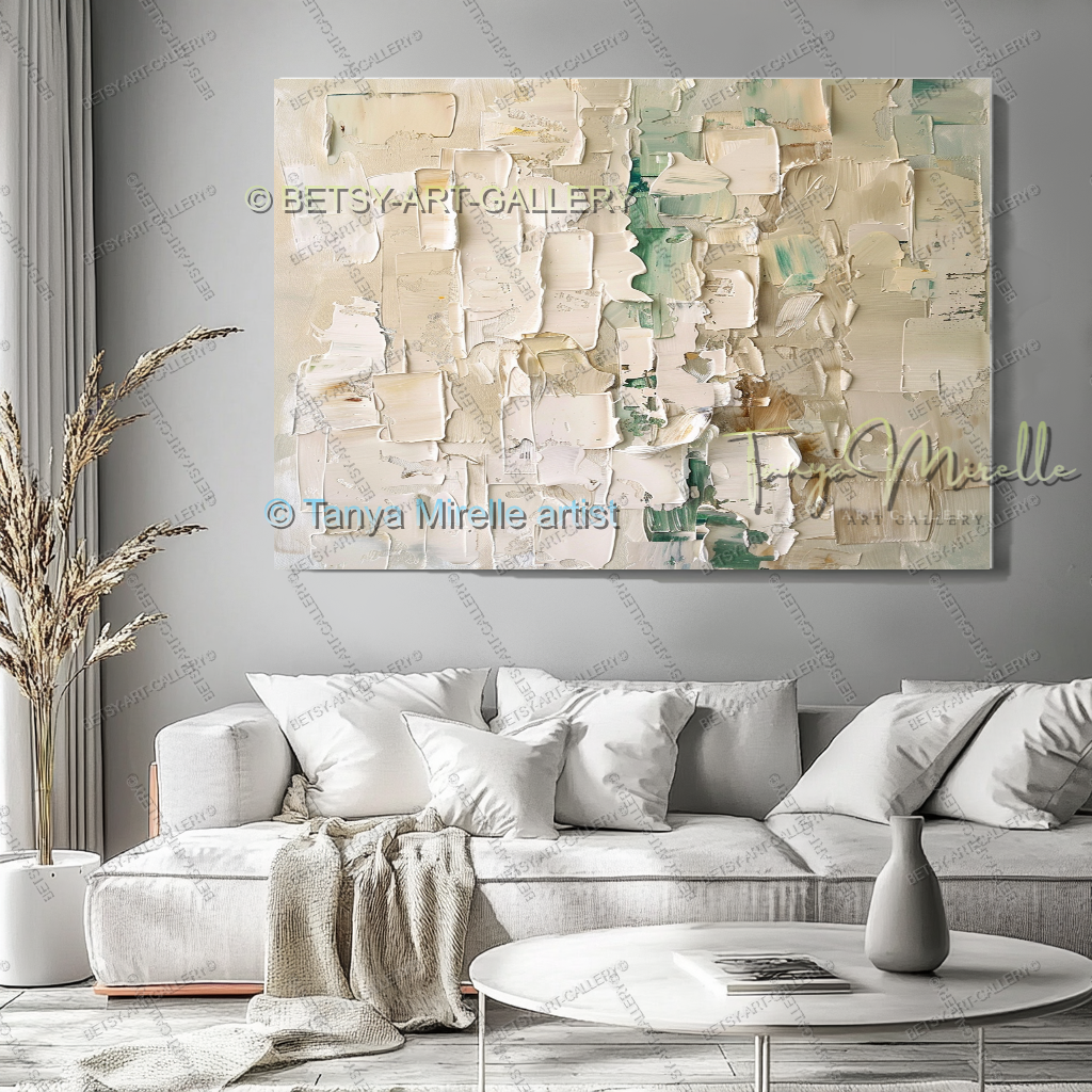 Soft Beige Composition – Handcrafted Impasto Oil Canvas