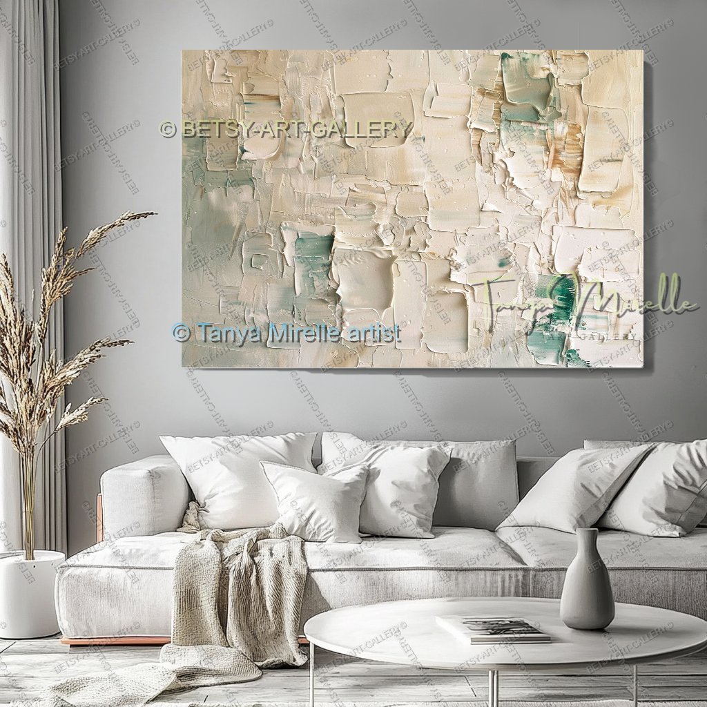 Soft Beige Composition – Handcrafted Impasto Oil Canvas