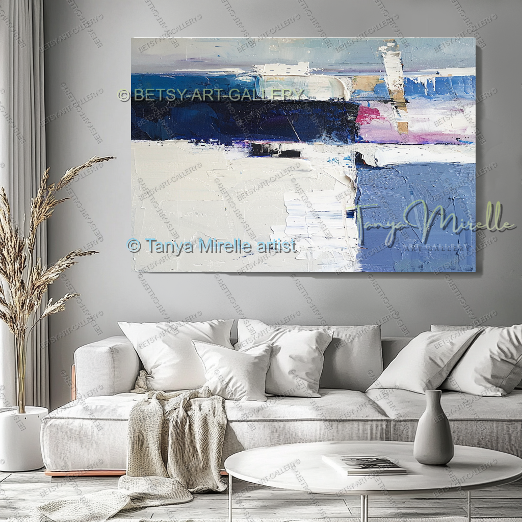 Modern Plum Accent Abstract Wall Art – Large Neutral Canvas Wall Art, No Frame